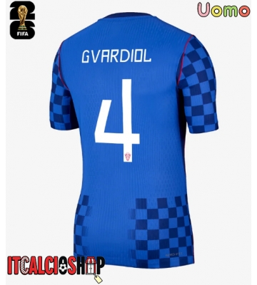 Croazia Josko Gvardiol #4 Seconda Maglia Mondiali 2026 Manica Corta